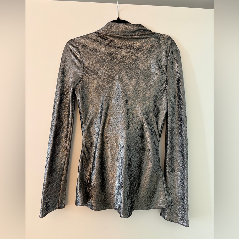 Zara NWT Silver Long Sleeve Top